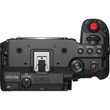 Back view of a camera with control dials and buttons on a white background