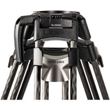 Close-up of a tripod head and lower legs on a white background, showing the Libec TK-2100C model with black and silver components.