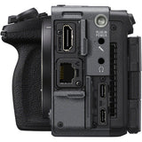 Close-up of the rear and side ports of a black DSLR camera body, showing HDMI, Ethernet, USB-C, and USB 3.0 connectors on a white background.