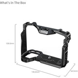 Camera cage with dimensions on a white background