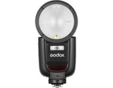A Godox studio flash light with a circular diffuser and black body, shown against a plain white background.