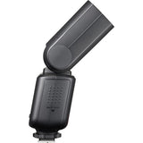 Black camera flash on a white background