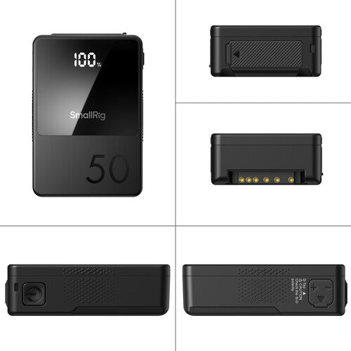 Collection of black battery packs with 'SmallRig' branding on a white background