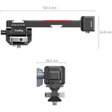 Technical dimension diagram of a SmallRig mounting bracket, showing front and side views with measurements 152.6 mm, 54.