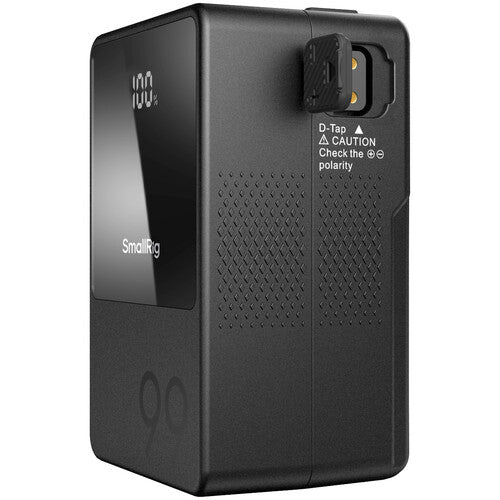Black battery pack with digital display and SmallRig branding on a white background