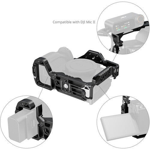 Black and white electronic device with multiple components on a white background
