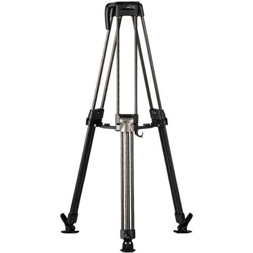 A black and silver tripod with three extended legs, shown against a plain white background.