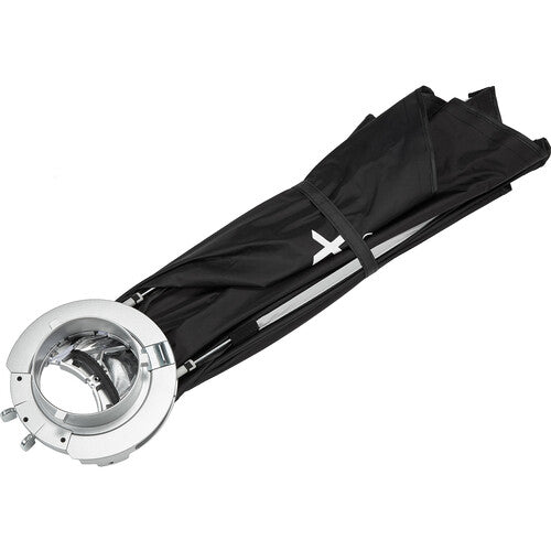 Chrome light fixture with black canopy on a white background