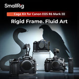 SmallRig cage kit for Canon EOS R6 Mark III with camera and snake and eagle silhouettes on a dark background.