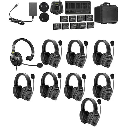 Saramonic WiTalk-WT9D 9-Person Full-Duplex Wireless Intercom System with Dual-Ear Remote Headsets (1.9 GHz)