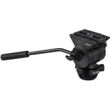 A black THV8 tripod head with a handle grip, shown from a three-quarters perspective on a solid white background.