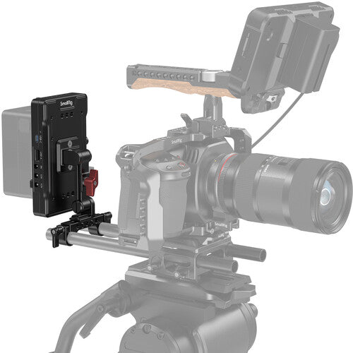Camera with accessories on a white background