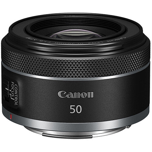 Canon camera lens with '50' on a white background