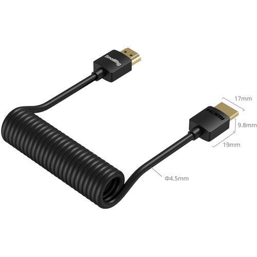 HDMI cable with coiled design on a white background