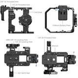 Technical diagram of a camera mount with labeled parts on a white background