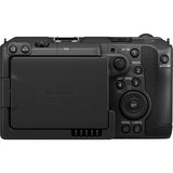 Back view of a Canon camera on a white background
