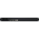 Black electronic device with various ports on a white background
