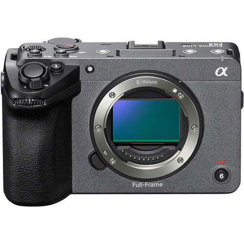Sony Alpha 6000 E-mount full-frame mirrorless camera body in dark gray and black, shown from the front against a white background.