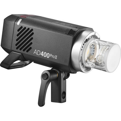 AD400Pro II flash unit on a white background