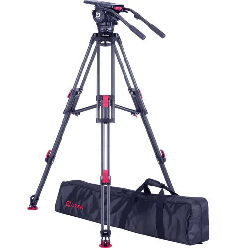 OZEN OZ-18CF2HDM AGILE 18M 100mm Fluid Head with Two-Stage Carbon Fiber Legs, Mid-Level Spreader & Case