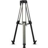 A black and silver tripod with three extended legs, shown against a plain white background.