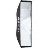A Godox softbox studio light with a black exterior and white interior, shown open on a solid white background.