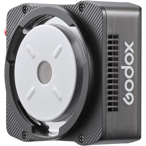 Godox camera flash unit with a white lens on a gray background