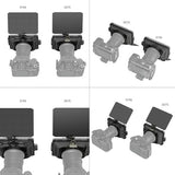 Camera accessories with mounting brackets on a white background
