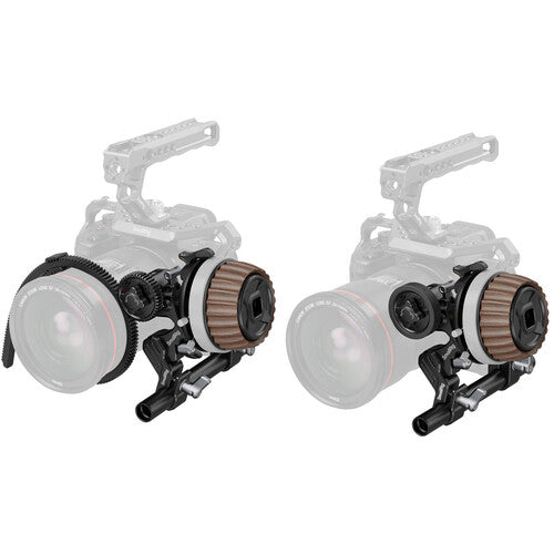 Two camera lens attachments on a white background