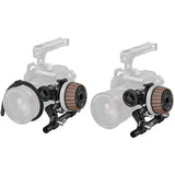Two camera lens attachments on a white background