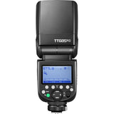 Camera flash device with digital display on a white background