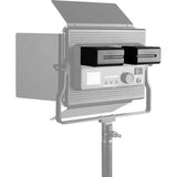 Studio light with adjustable shade on a white background