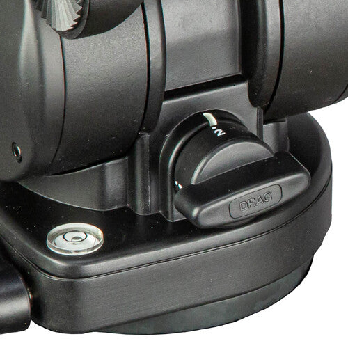 Close-up of a black camera lens with a brand logo on a white background