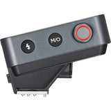 Black electronic device with buttons on a white background